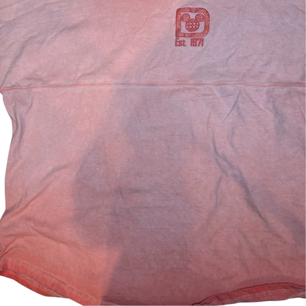 Walt Disney World Official Ombré Pink Glitter Size M 100% Cotton Spirit Jersey - Picture 8 of 9